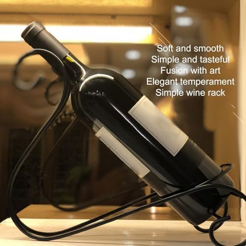Cyrank Metal Wine Bottle Holder Black Tabletop Wine Rack