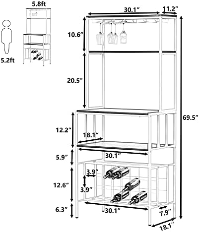 Loyaltaling 5 Tier Freestanding Wine Rack with Glass Holder