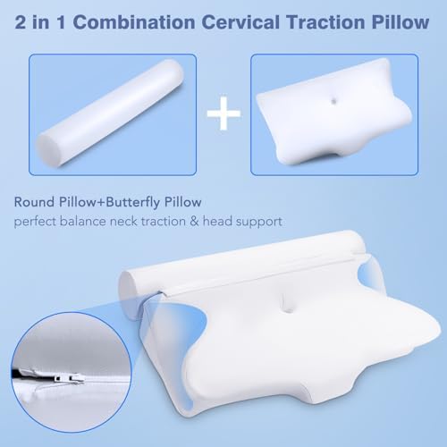 KINGJOY 2-in-1 Neck Pillow - Cooling Back Cervical Support