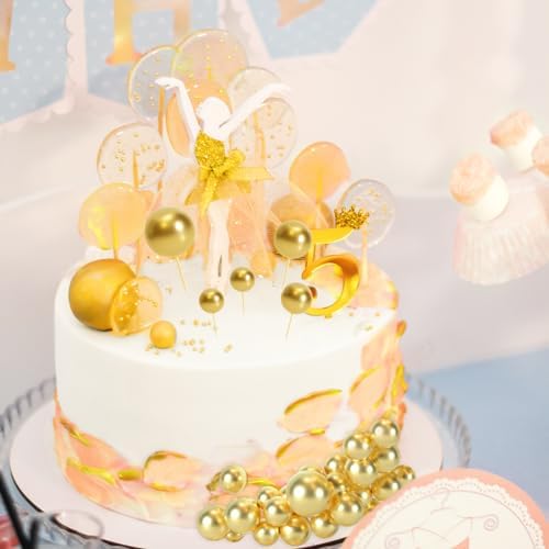BOUBONI 48 Pcs Gold Cake Topper Decorations