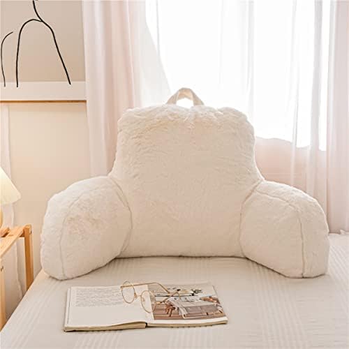 Holawakaka Faux Fur Bed Rest Reading Pillow with Arms