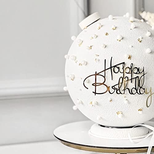 Happy Birthday Cake Toppers 6pcs Set Mirror Gold