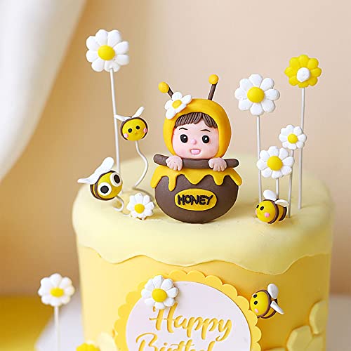 Gyufise 11Pcs Bumble Bee Cupcake Toppers for Baby Shower Birthday Parties