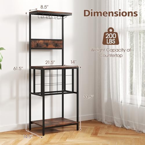 Giantex Freestanding Wine Rack with 12 Bottle Holders and 3 Glass Racks