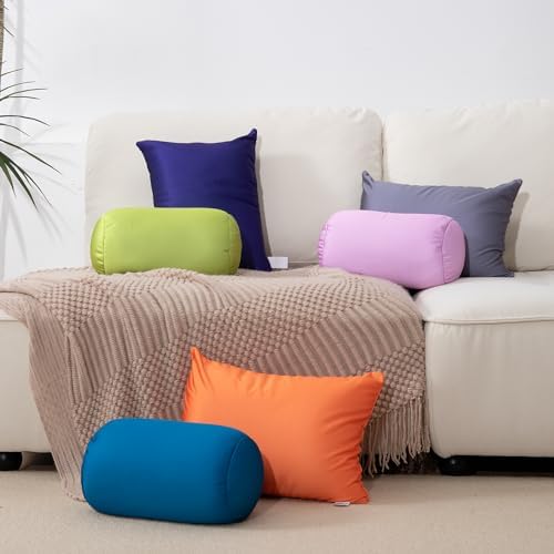 Focustree Microbead Neck Cervical Roll Pillow 7x12 Inch Tangerine