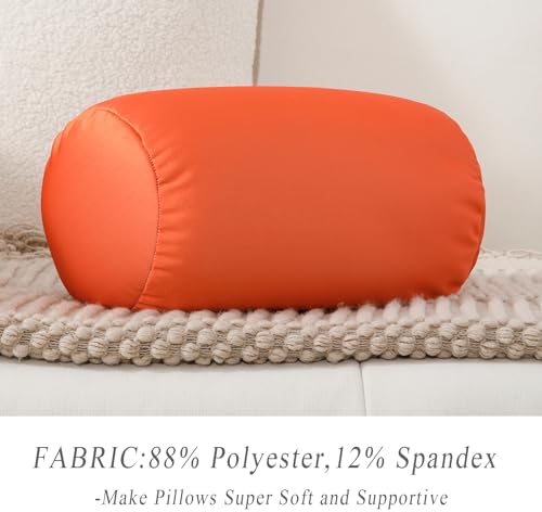 Focustree Microbead Neck Cervical Roll Pillow 7x12 Inch Tangerine