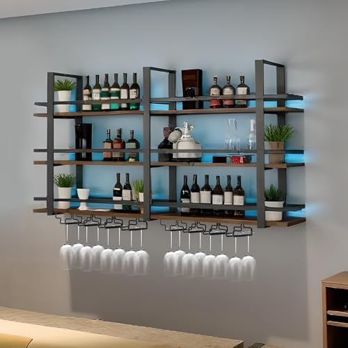 Takpylia Wall Mounted Wine Rack with LED Light Black 472in