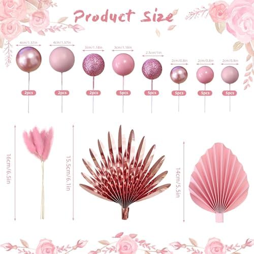 LEFUBABY 38 PCS Rose Gold Cake Toppers