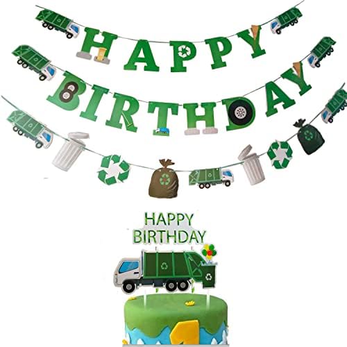 Finypa Garbage Truck Birthday Banner Set