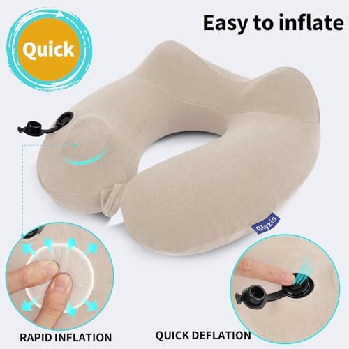 Glyzia Inflatable Neck Pillow with Eye Mask and Earplugs