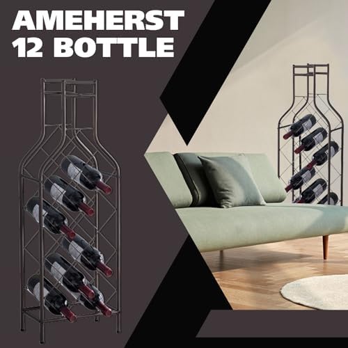 Kings Brand 12-Bottle Freestanding Metal Wine Rack Pewter