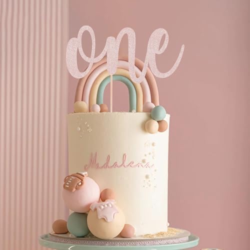 Rose Gold Glitter 1st Birthday Cake Topper