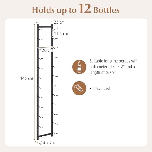GOFLAME Wall-Mounted Wine Rack for 12 Bottles Black 1
