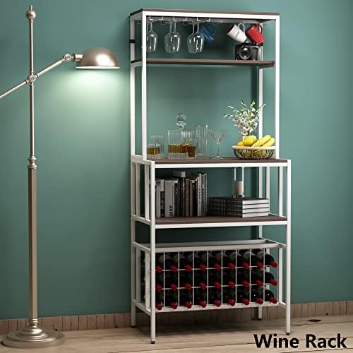 Loyaltaling 5 Tier Freestanding Wine Rack with Glass Holder