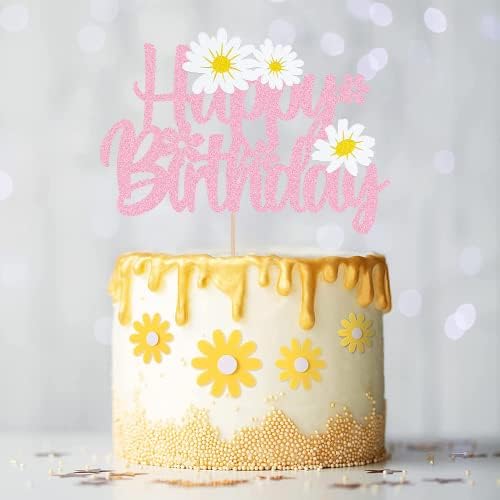 WishFirst Daisy Birthday Cake Topper Pink Daisy Decor