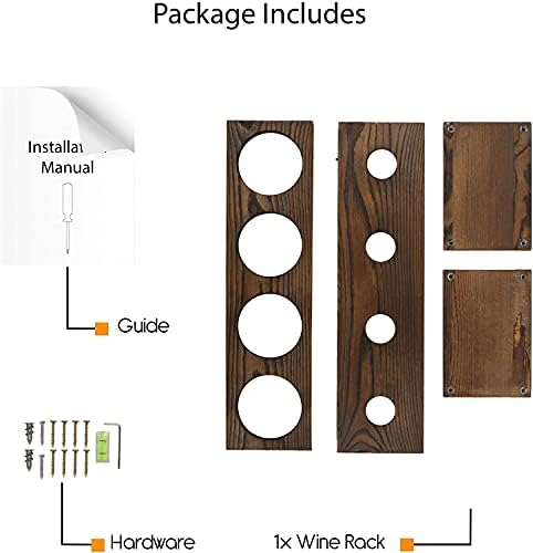 Rustic State Wall-Mounted Wine Rack for 4 Bottles -Walnut