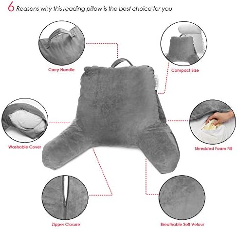 Nestl Reading Pillow with Laptop Lap Desk - Gray