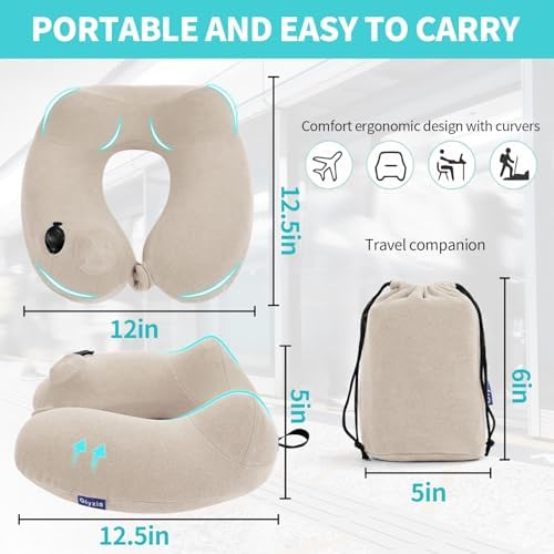 Glyzia Inflatable Neck Pillow with Eye Mask and Earplugs