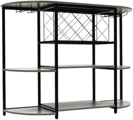 Modern 36 Tall Wine Rack Bar Cabinet with 3 Shelves Grey