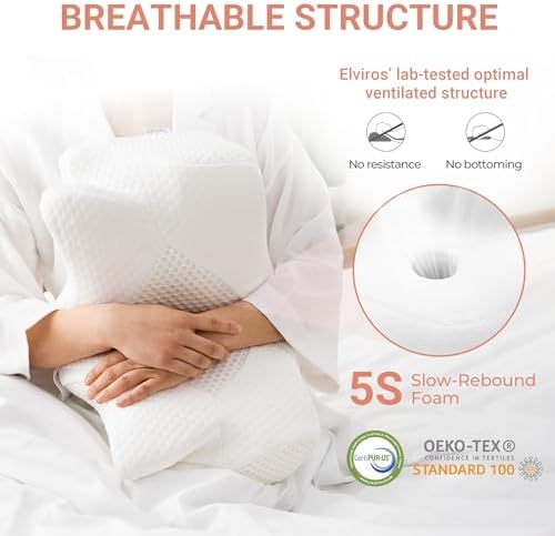 Elviros Cervical Memory Foam Pillow for Neck Shoulder Pain