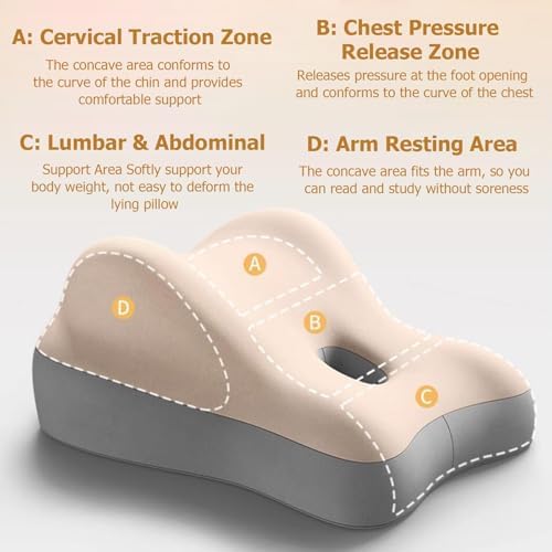 JYHHCYS Prone Pillow with Memory Foam and Zipper Cover