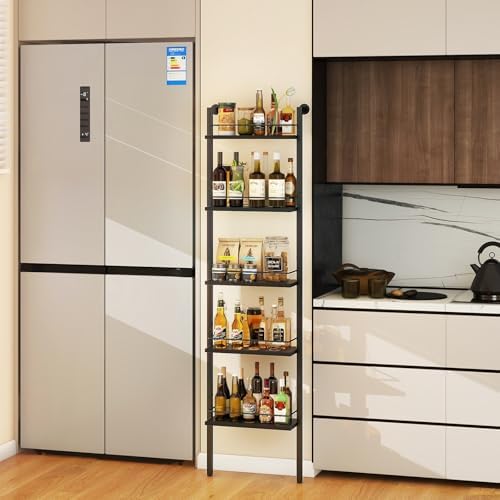 YMYNY 5-Tier Wall-Mounted Wine Rack with Fences Black 1