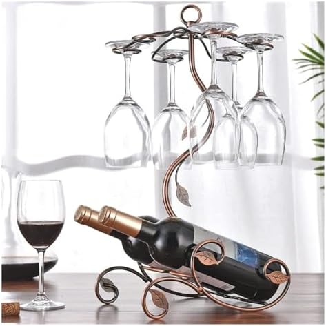 Freestanding Wine Rack with Glass Holder for Bar and Kitchen