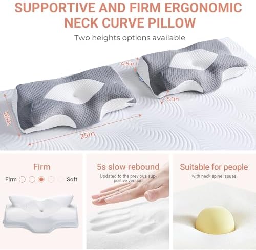 Elviros Cervical Memory Foam Pillow for Neck Shoulder Pain