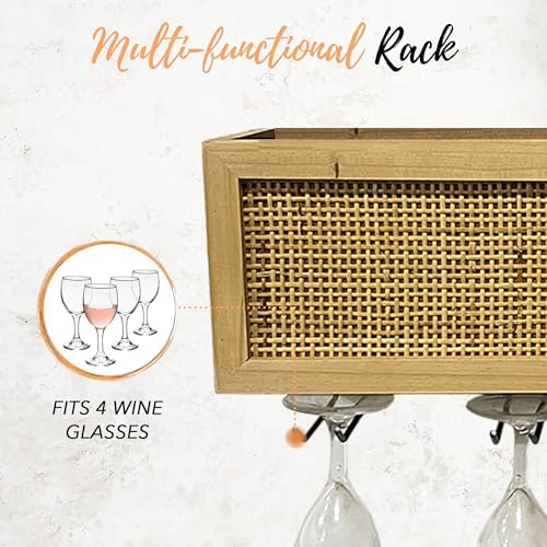 Autumn Alley Wall Mounted Wine Rack - Natural Rattan Caning Design