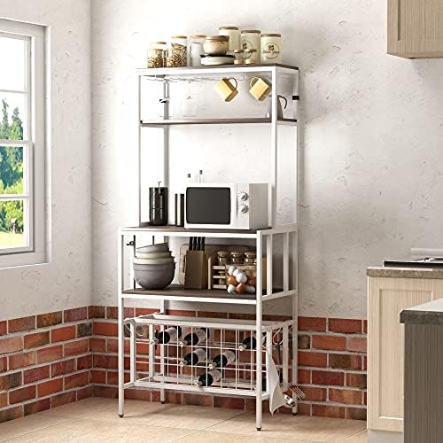 Loyaltaling 5 Tier Freestanding Wine Rack with Glass Holder