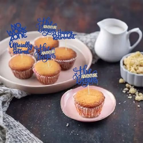 24Pcs Happy Retirement Cupcake Toppers Decorations