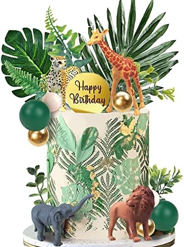 DRWATE 27PCS Jungle Animal Cake Toppers Decorations