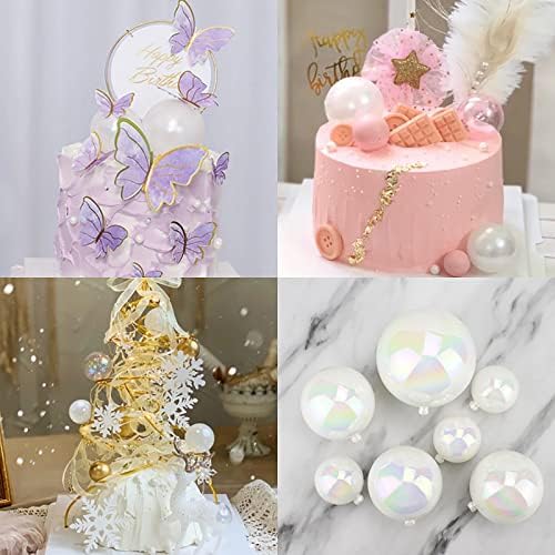 BEAIMUXI 24PCS Bubble Pearl Cake Toppers DIY Decor
