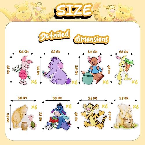 MEMOVAN Winnie Pooh Cupcake Toppers 48pcs Set