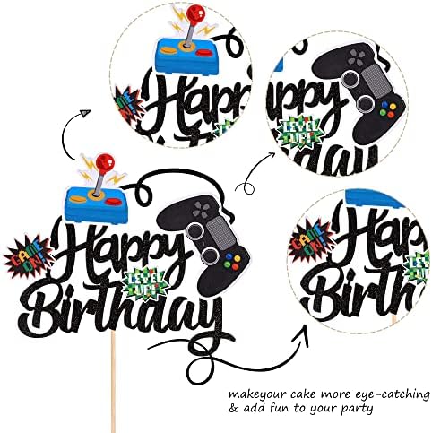 ZHUOWEISM Video Game Cake Topper Glitter GamePad Birthday Decoration