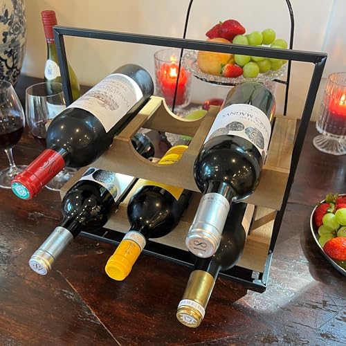 WHW Modern Farmhouse Wine Rack with 6 Bottle Rests