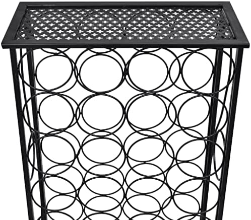 vidaXL Freestanding Wine Rack - 28 Bottles Black Iron Classic Design