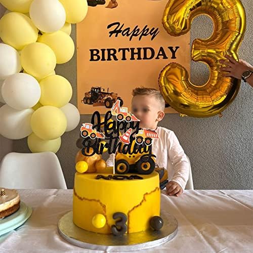 ZHUOWEISM Construction Cake Toppers with Glitter and Bamboo Stick