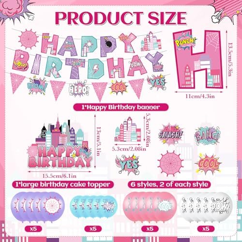 Spider Birthday Banner with Pennant Flags and Balloons