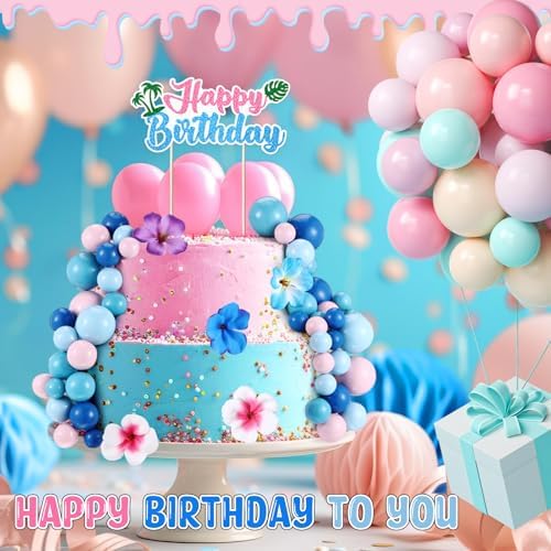 Zeyune 61 Pcs Pink Blue Cake Topper with Balls