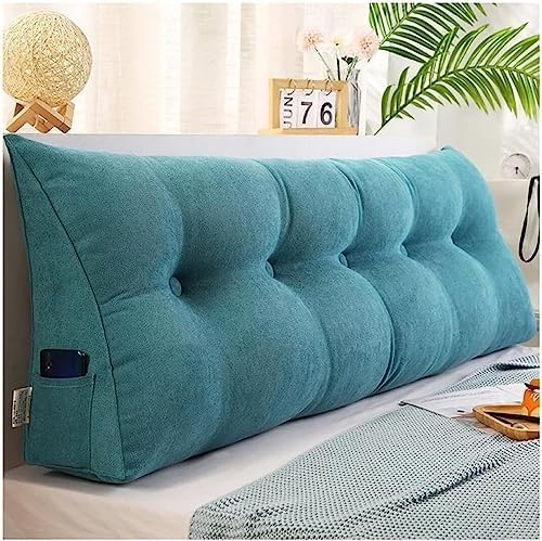 COZMAX Velvet Bed Wedge Pillow - Lake Blue 120cm