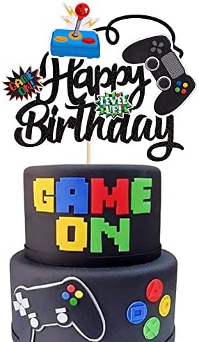 ZHUOWEISM Video Game Cake Topper Glitter GamePad Birthday Decoration