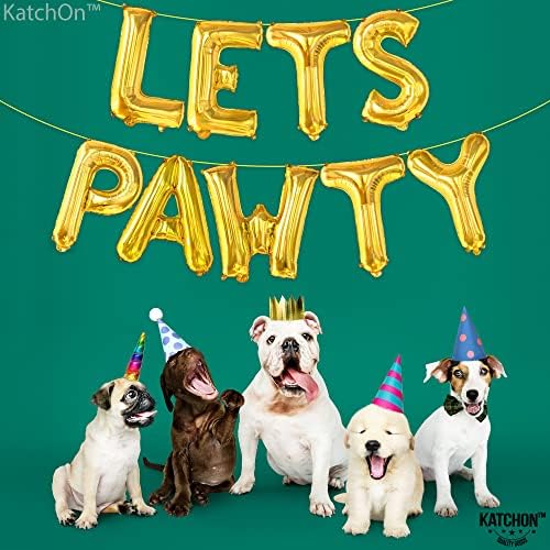 KatchOn Lets Pawty Balloons Gold 16 Inch Decor Set