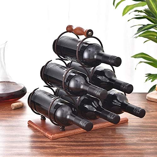 6 Bottles Metal Wine Rack Freestanding Organizer Stand Black
