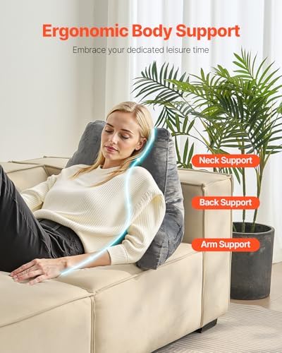 VEVOR Reading Pillow with 3 Pockets and Memory Foam