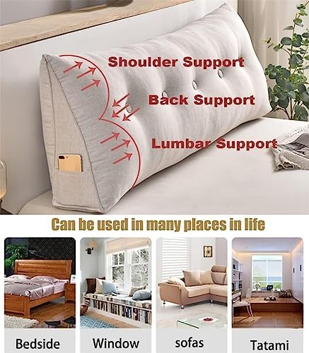 COZMAX Triangular Reading Headboard Pillow with Zipper Cover