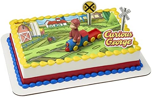 DecoSet Curious George Train Cake Topper 4-Piece Set
