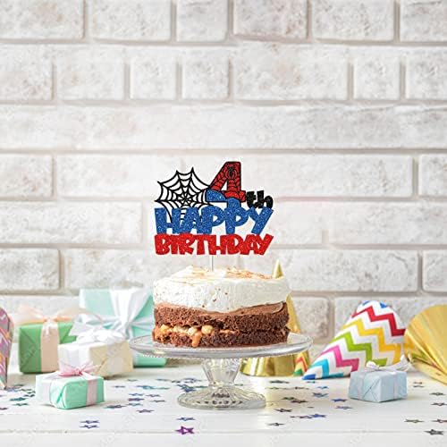 Ambishi Happy 4th Birthday Cake Topper Spider Cartoon Movie Themed