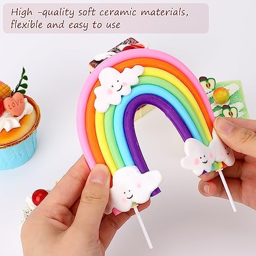 Mozeat Lens Soft Pottery Rainbow Cake Topper