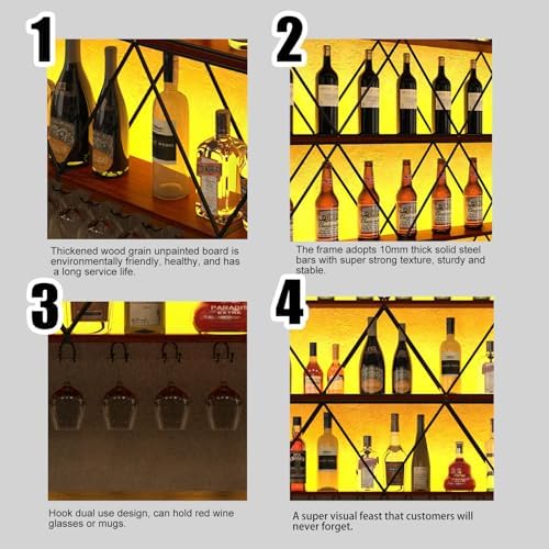 RAJYQODIS 59in Wall Mounted Wine Rack 3 Tier DIY